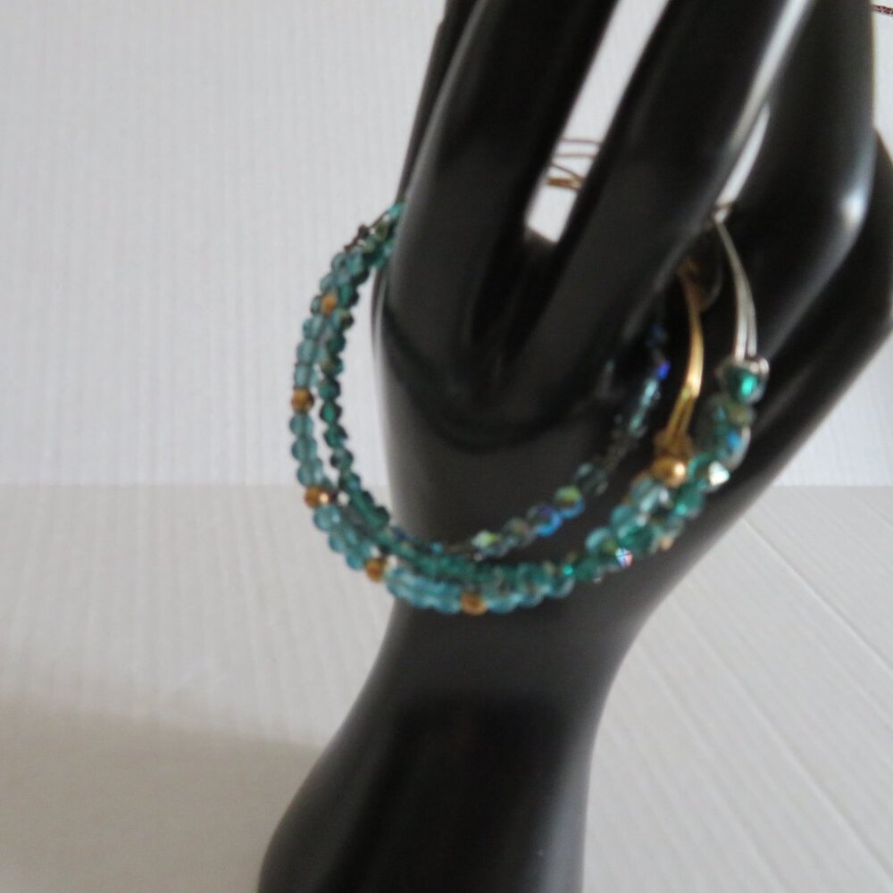 🔥HP🔥 Alex and Ani Set of 3 Sea Green/Aqua Beaded Bracelets, EUC - Picture 4 of 6